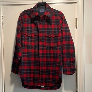 Pendleton Red and Black Tartan Virgin Wool Checkered Button Down  Shirt
